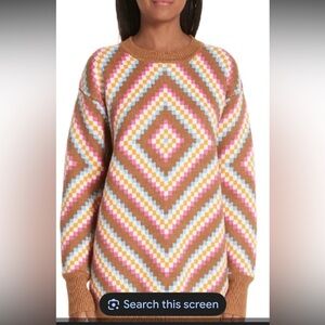 Victor Glemaud Multicolor Geometric Crewneck Sweater - Brown Pink Blue White